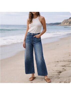 Outerknown women’s  S.E.A Sea Jeans The Brook Wide Leg in Dark Blue Denim